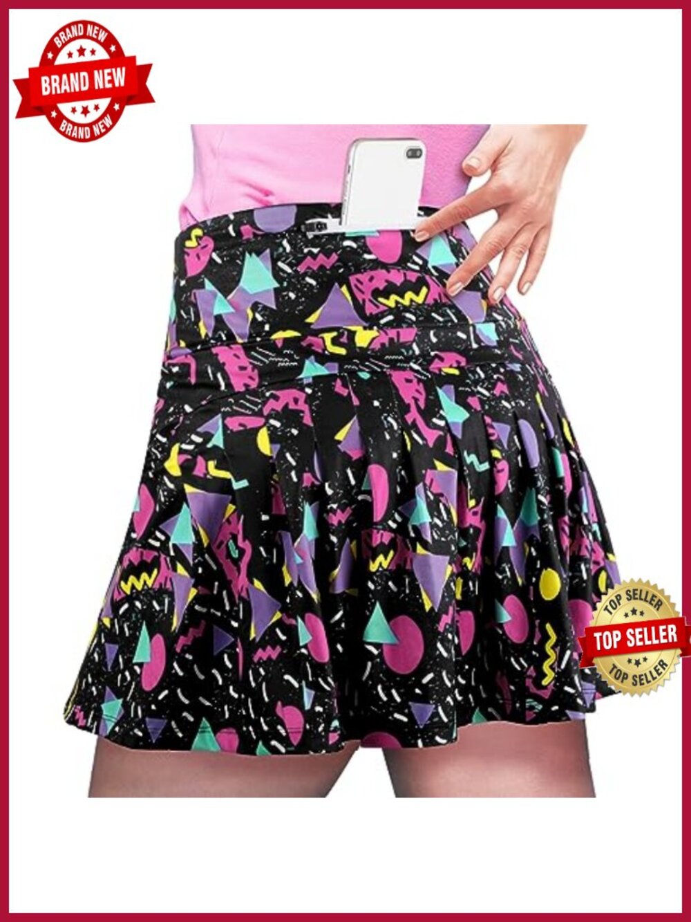 High Waisted Pleated Tennis Skort with Pockets for Golf Workout